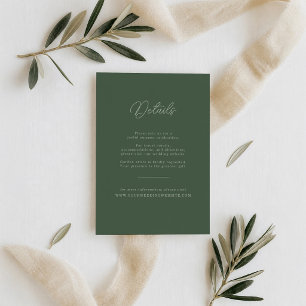 Elegante Waldgrüne Hochzeits-Detailkarte Begleitkarte