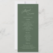 Elegante Waldgrüne Hochzeitsprogrammkarte Einladung (Vorderseite)