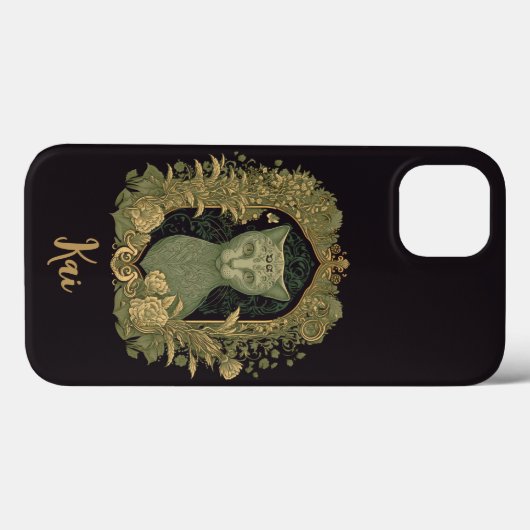 Elegante Waldkatze mit Individuelle Name Case-Mate iPhone Hülle (Rückseite (Horizontal))