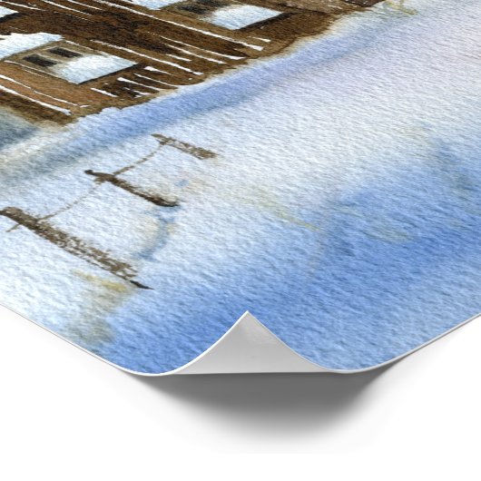 Elegante Waldlandschaft im Winter-Schneeeffekt Poster (Ecke)