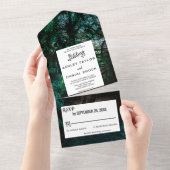 Elegante Waldsaite mit hellgrüner Blumenhochzeit All In One Einladung (Abreißen)