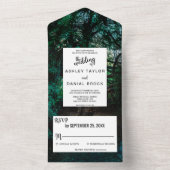 Elegante Waldsaite mit hellgrüner Blumenhochzeit All In One Einladung (Innen Boden)