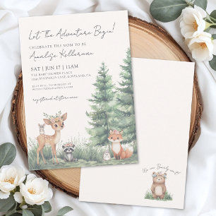 Elegante Waldtiere Boho Woodland-Baby-Party Einladung