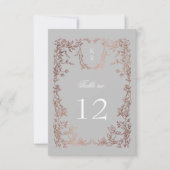 Elegante Wappen Floral Wedding Tischnummer (Vorderseite)