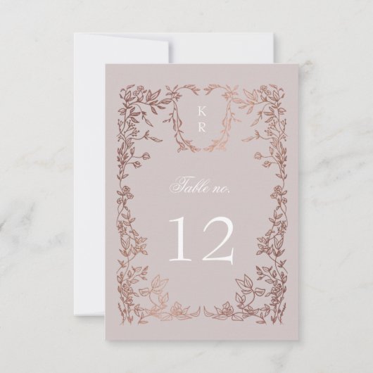 Elegante Wappen Floral Wedding Tischnummer (Rückseite)