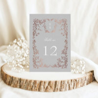 Elegante Wappen Floral Wedding Tischnummer