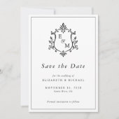 Elegante Wappen-Monogramm-Hochzeit Save The Date (Vorderseite)