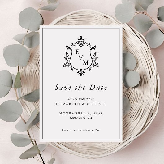 Elegante Wappen-Monogramm-Hochzeit Save The Date
