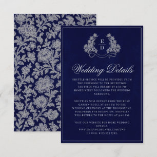 Elegante Wappen-Monogramm-Navy-Heritage-Hochzeit Begleitkarte