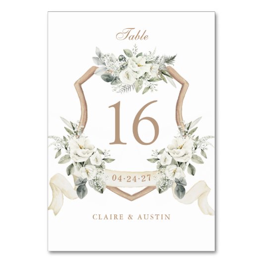 Elegante Wappen Tischnummer (Rückseite)