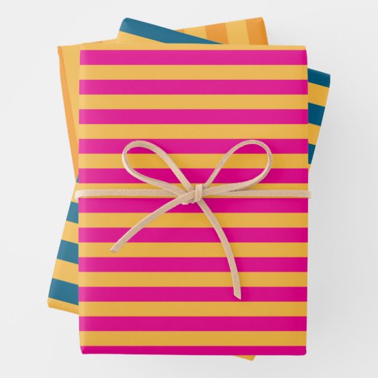 Elegante, warme, gelbe, rosa, blaue und orangefarb geschenkpapier set (Beispiel)