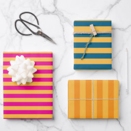 Elegante, warme, gelbe, rosa, blaue und orangefarb geschenkpapier set