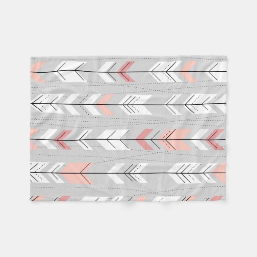 Elegante warme graues Weiß-Rosa-Pfeile, die unten Fleecedecke (Vorderseite (Horizontal))