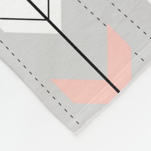 Elegante warme graues Weiß-Rosa-Pfeile, die unten Fleecedecke (Ecke)