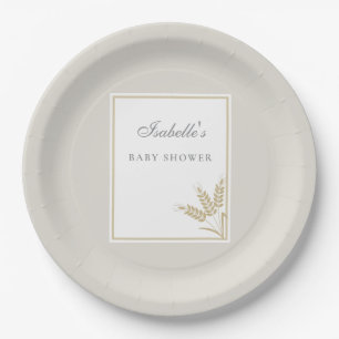 Elegante warme Leinen-Weizen-Baby-Party Pappteller