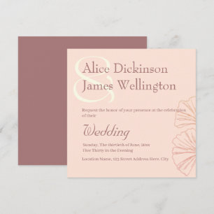 Elegante warme rosa Erdtöne Ginkgo Hochzeit Einladung