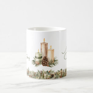 Elegante wärmere Töne Terracotta Weihnachtskerzen Kaffeetasse