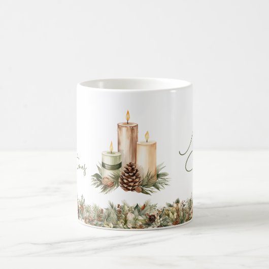Elegante wärmere Töne Terracotta Weihnachtskerzen Kaffeetasse (Mittel)