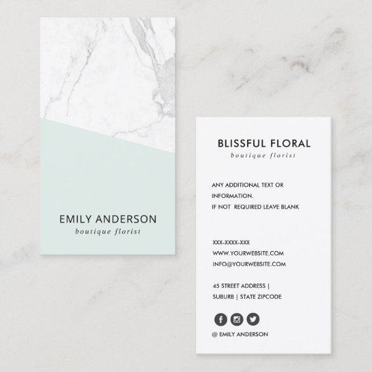 ELEGANTE WASSER-AQUE-BLAUEN-MARBLE-TEXTIL BERUFLIC VISITENKARTE (Vorne/Hinten)