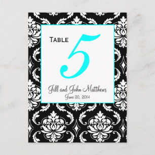 Elegante Wasser-Damaskus-Hochzeitstisch-Nummernkar Postkarte