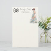 Elegante Wasserfarb-Couture-Brautmode-Designerin Briefpapier (Stehend Vorderseite)