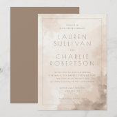 Elegante Wasserfarb-Hochzeitseinladung in Beige Einladung (Vorne/Hinten)