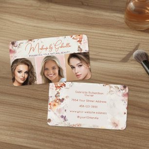 Elegante Wasserfarbe 3 Foto-Schlagzeile Make-up Visitenkarte