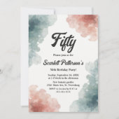Elegante Wasserfarbe Abstrakt Elegant 50. Geburtst Einladung (Vorderseite)