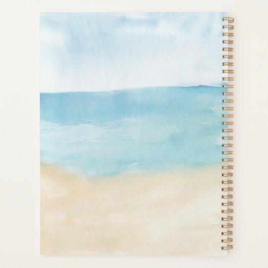 Elegante Wasserfarbe Abstrakt Personalisiert Planer (Rückseite)