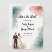 Elegante Wasserfarbe Abstrakte Braut & Hochzeit Save The Date (Vorderseite)