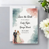 Elegante Wasserfarbe Abstrakte Braut & Hochzeit Save The Date