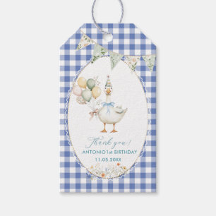 Elegante Wasserfarbe Albern Gänse 1. Geburtstag Geschenkanhänger