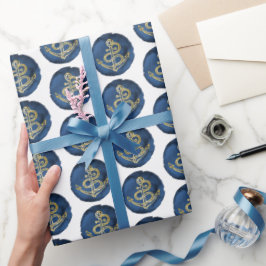 Elegante Wasserfarbe Anchor Marine Küste Nautik Geschenkpapier