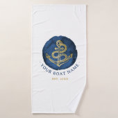 Elegante Wasserfarbe Anchor Nautical Name Navy Bla Badehandtuch (Badehandtuch)
