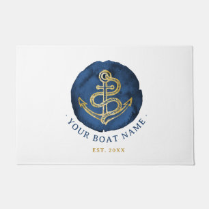 Elegante Wasserfarbe Anchor Nautical Name Navy Bla Fußmatte