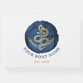 Elegante Wasserfarbe Anchor Nautical Name Navy Bla Gästebuch