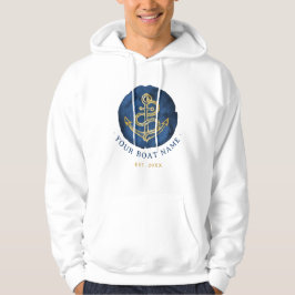 Elegante Wasserfarbe Anchor Nautical Name Navy Bla Hoodie