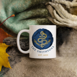 Elegante Wasserfarbe Anchor Nautical Name Navy Bla Kaffeetasse