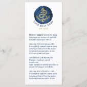 Elegante Wasserfarbe Anchor Nautical Name Navy Bla Menükarte (Vorderseite)