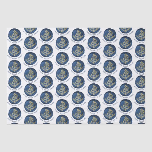 Elegante Wasserfarbe Anchor Nautical Name Navy Bla Seidenpapier (Vorderseite)
