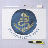 Elegante Wasserfarbe Anchor Nautical Name Navy Bla Seidenpapier (Handwerk)