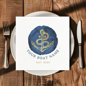 Elegante Wasserfarbe Anchor Nautical Name Navy Bla Serviette