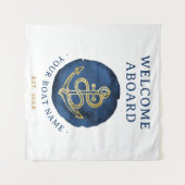 Elegante Wasserfarbe Anchor Nautical Name Navy Bla Wandteppich (Vorderseite (Horizontal))