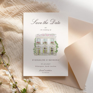 Elegante Wasserfarbe-Anwesen-Foto-Save-the-Date-Ka Save The Date
