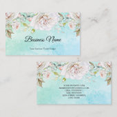 Elegante Wasserfarbe aquamarin blau, blau, pink, w Visitenkarte (Vorne/Hinten)