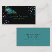 Elegante Wasserfarbe Aquamarin & Gold Glitzer Schm Visitenkarte (Vorne/Hinten)