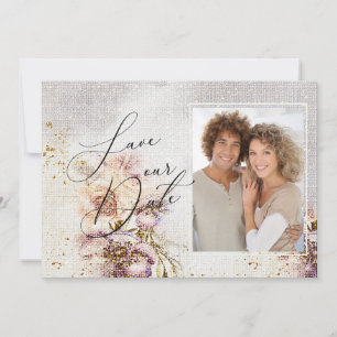 Elegante Wasserfarbe Aquarell Blumen Leinwand Hoch Save The Date