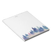 Elegante Wasserfarbe Blau Rosa Winterwälder Notizblock (angewinkelt)