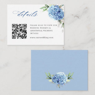 Elegante Wasserfarbe Blaue Hortensien Hochzeitsdet Begleitkarte