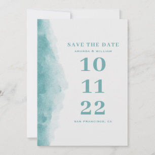 Elegante Wasserfarbe blaue nautische Strandhochzei Save The Date